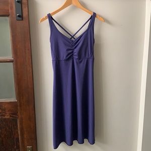 Prana Rebecca Dress, L, blue micro stripe